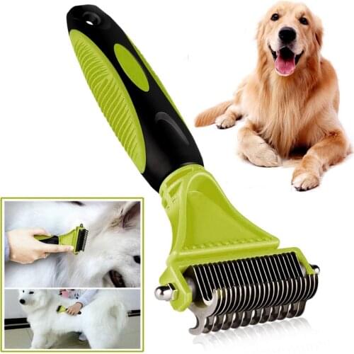 2020 New Stainless Double-sided Pet Cat Dog Comb Brush Professional Large Dogs Open Knot Rake Knife Pet Grooming Products