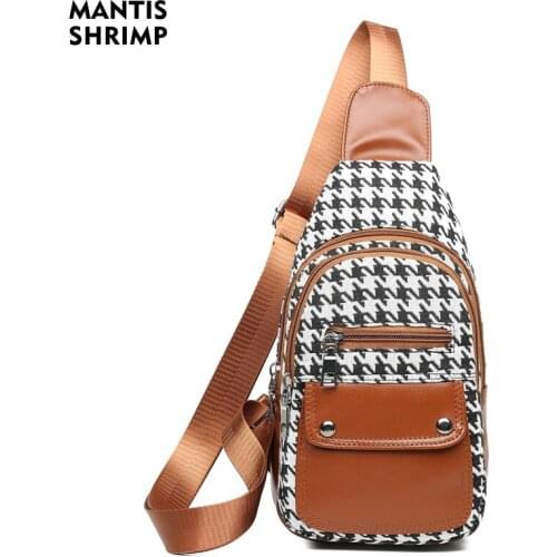 Women Bags Chest Bags for Women Fashion Shoulder Bag Luxury Crossbody Bags Casual Canvas Bag Houndstooth Messenger Bag for Girls