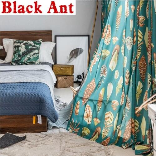 Polyester Print Curtain For Living Room Window Blinds Drape Bay Balcony Fabric Sheer Curtain American Country Style X-JD878#30