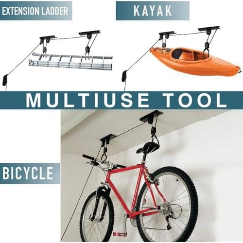 Bike Lift Bicycle Hanging Display Rack for Garage Ceiling Storage with Hook Rope Hanging Storage Rack Cycling Equipment Accessor