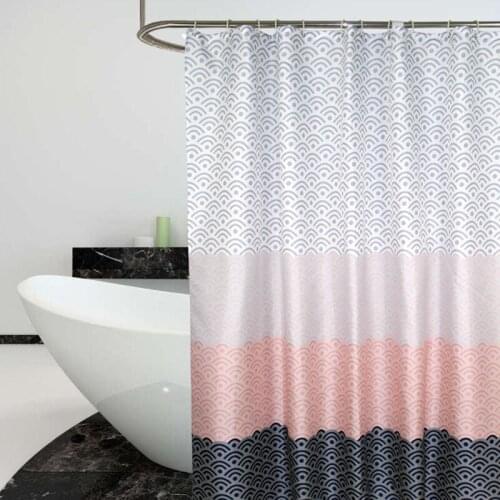 Geometric Black Pink Shower Curtain Bath Curtains Fashion Modern Waterproof Wifi Pattern Extra Large Waterproof Curtain 180x180