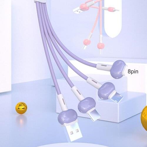 8Pin 3 in1 Keychain Charging USB Type C Micro USB charge Cable for mobile phone Charger Cable Fast Charging TPE cord