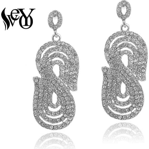 VEYO S shape AAA Full Rhinestone Delicate Drop Earrings Trendy Earrings for Women Fashion Jewelry New