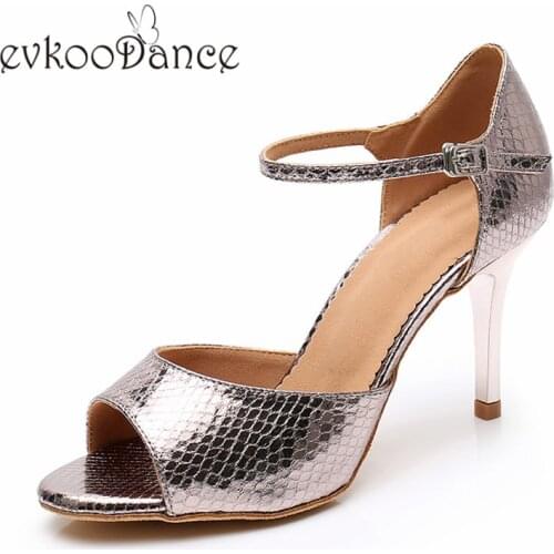 Evkoodance Size US 4-12 Pink Pu 8.5cm High Heel Dance Shoes Professional Latin Dance Shoes For Women Evkoo-517