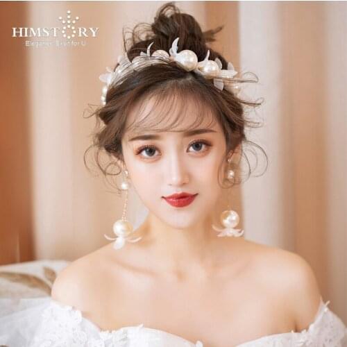HIMSTORY Bridal Women Hair Accessory Large Round Pearl Headband Girl Wedding Hairwear Jewelry Bridal Hairband Party Gifts