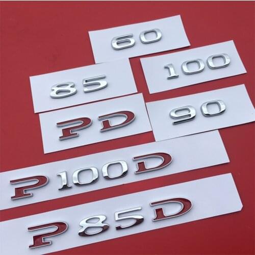 1pc ABS Styling Car Displacement Emblem Sticker Logo 60 75 85 90 85D 100D P85D P90D P100D Accessories for Tesla Model S Model X