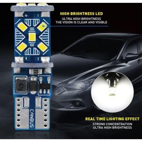10-100pcs T10 LED Canbus Car Signal Light 12V W5W LED Bulb 6500K 15SMD 900Lm Super Bright Wedge Side Turn Parking Lamp White