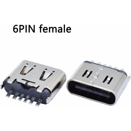 10pc 20pc TYPE-C 6 Pin female Vertical plug-in board connector Micro USB 3.1 Jack sockect Port For Samsung Huawei Meizu xiaomi