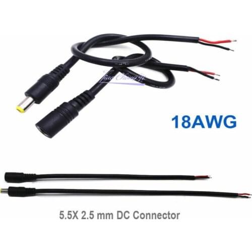 18AWG 0.75mm 5.5X2.1mm Female / Male DC Power Plug Connector Cable 30cm 50cm For 5050 5054 5630 LED Strip