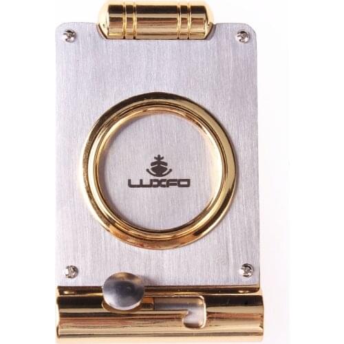 LUXFO 2 in 1Stainless Steel Cigar Cutter With Cigar Punch Scissors Cutting Knife Metal