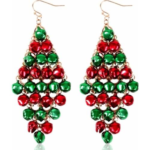 2019 New Design Colorful Jingle Bell Christmas Drop Earrings for Women Fashion Long Statement Jewelry Dangle Earrings Xmas Gift