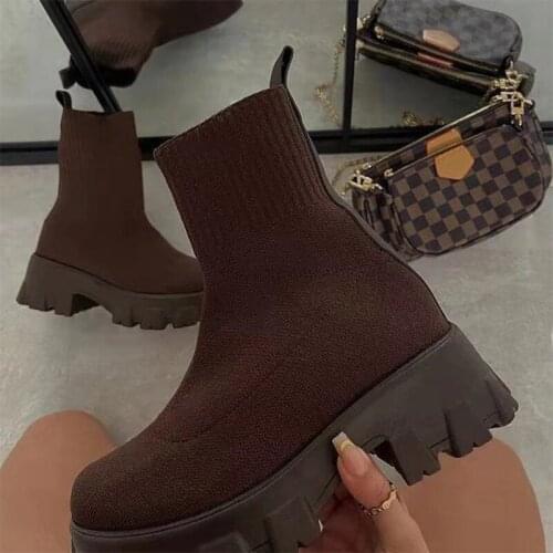 2021 Womens Ankle Boots Platform Knitted Women Autumn Socks Boots for Women Fashion ladies Boots
