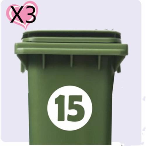 3 X Wheelie Bin Numbers DUST BIN Customized Number/ HOUSE NUMBER STICKER