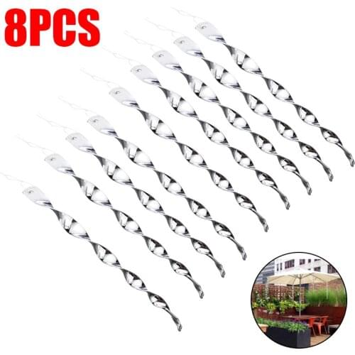 8pcs 30cm Bird Repellent Wind Twisting Scare Rod Reflective Deterrent Rods Hanging Protect Crop Deterrent Repellent For Garden