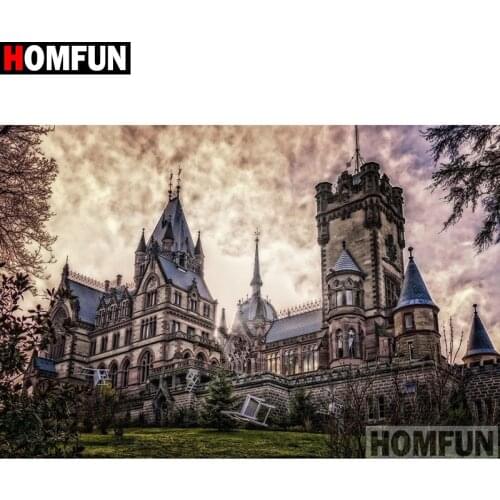 HOMFUN Full Square/Round Drill 5D DIY Diamond Painting "House building" Embroidery Cross Stitch 5D Home Decor A15811