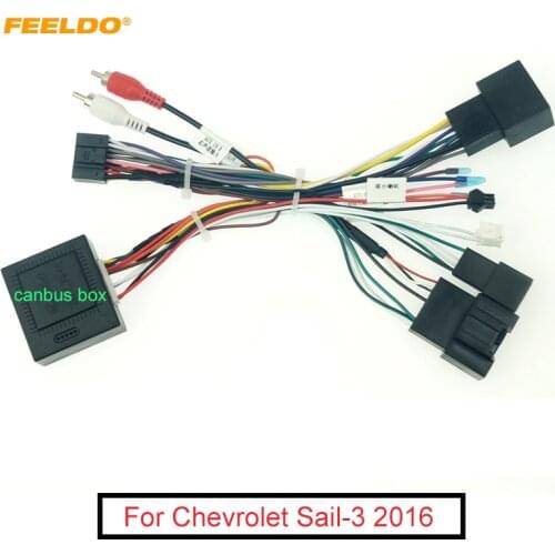 FEELDO Car Audio 16pin Wiring Harness With Canbus Box For Chevrolet Sail 3 Aftermarket Stereo Installation Wire Adapter