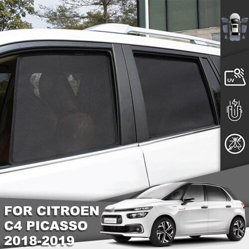 Magnetic Car Sunshade Front Windshield Door Mesh Frame Curtain For CITROEN 5 Seats C4 Picasso 2018-2019 Side Window Sun Visor