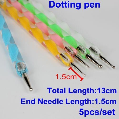 Free Shipping Dotting Pen 5pcs/set 2 Ways 5 Colors Dotting Marbleizing Painting Pen Tool Nail Art Dotting Tools Nail Care