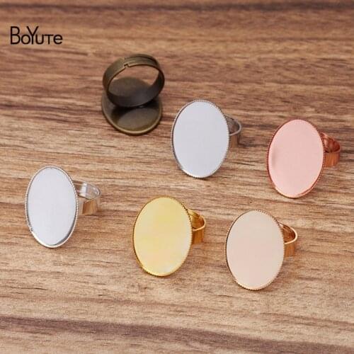 BoYuTe (40 Pieces/Lot) 10*14MM 13*18MM 18*25MM Oval Cabochon Ring Base Diy Adjustable Ring Blanks Jewelry Accessories