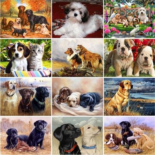 DIY 5D Diamond Painting Dog Diamond Embroidery Animal Cross Stitch Full Round Drill Mosaic Rhinestone Handmade Gift Home Decor