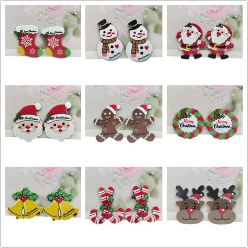 20pcs/lot kawaii planar resin Christmas Santa Claus snowman new arrival DIY resin cabochons accessories