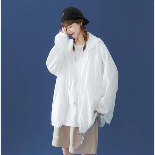 Cardigan Sunscreen Clothing Womens Summer Thin Loose Chiffon Hooded Jacket Fashion Tops Oversize Lady UV Protection Trench Coat