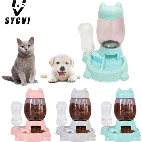 2.2L Pet Dog Cat Automatic Feeder Bowl for Dogs Drinking Water 528ml Bottle Kitten Bowls Slow Food Feeding Container Supplies