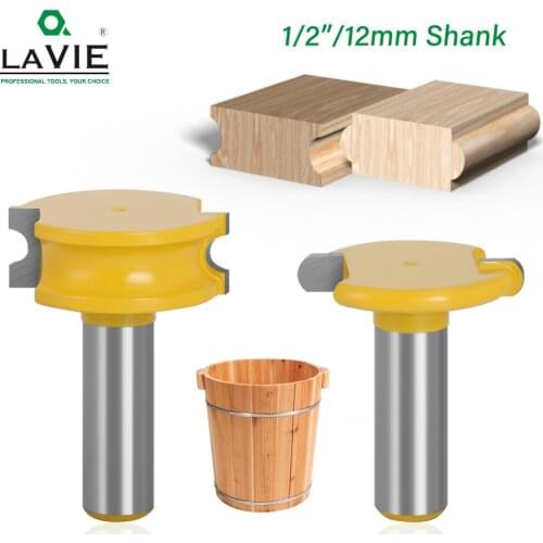 LAVIE 2 pcs 12mm 1/2" Shank Canoe Flute and Bead Router Bit Set Tungsten Cobalt Alloy for Wood Cutter Milling Cutter bits 03011