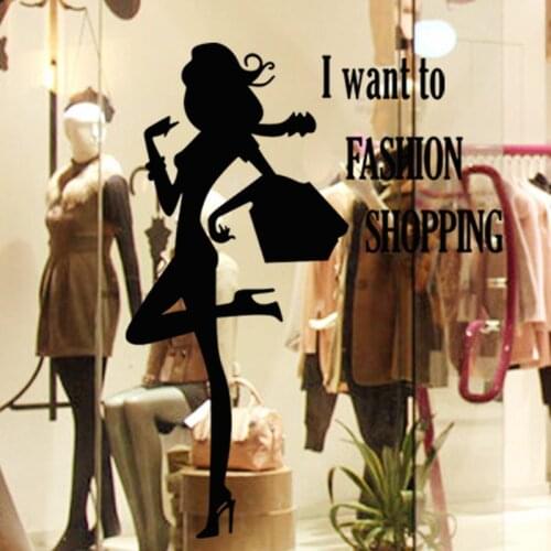 Clothing Store Sexy Lady Girls Glass Wall Sticker Decoration Clothing Store Decal Cloakroom Showcase Decor Clothing Shop Decal