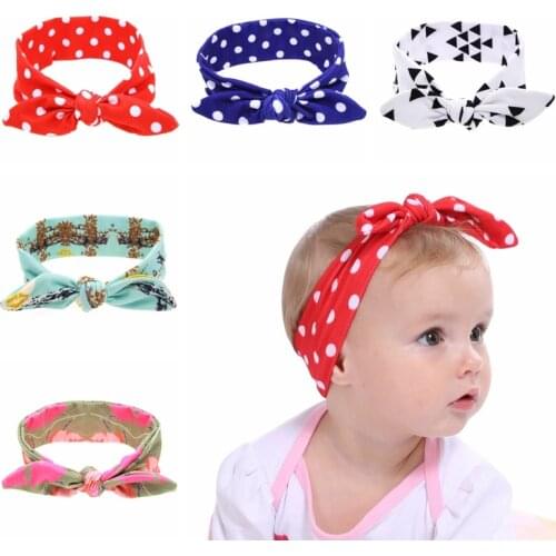Fashion Newborn Girls Bunny Ears with Dot Headdress DIY Handmade Headband Elastic Wide Side Headbands Christmas Gifts