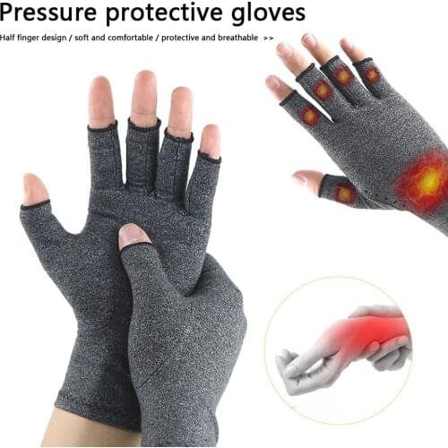 2pcs Joint Relieve Pain Gloves Half-finger Wrist Support Gloves Comfort Hand Brace Anti Arthritis Elastic Durable Gloves Healthy
