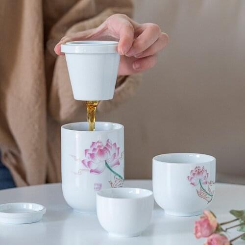 Portable one pot two cups simple teapot teacup ceramic travel small pot tea kung fu tea set