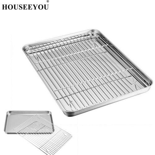 Baking Tray with Removable Cooling Rack Set Stainless Steel Pie Biscuit Cookie Macaroon Pastry Baking Pan Sheet Used for Oven