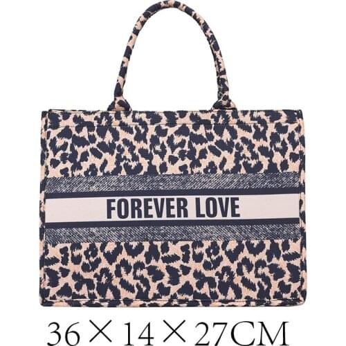 Denim Leopard Large Handbags for Women New 2021 Designer Luxury Shopper Bag Female Fashion Ladies Tote Bags With Short Handle