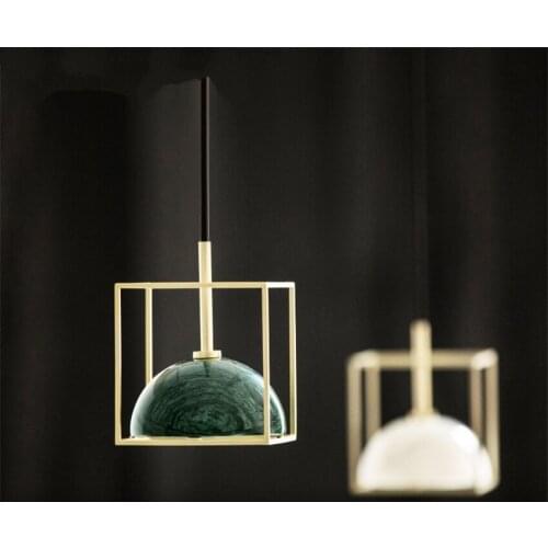 Nordic Natural Marble Luxury Pendant Lights Metal Restaurant Living Room Study Hanging Decorative Bedroom Bedside Lamps Fixtures