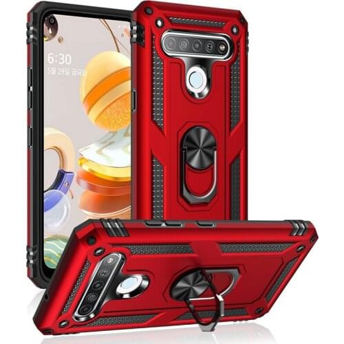 Luxury Armor Shockproof Case For LG Q61 case LG K61 Silicone Hybrid Cover For LG Harmony 4 Metal Ring capa