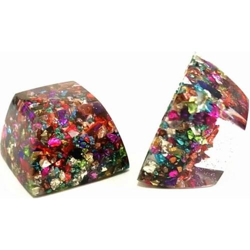 Handmade DSA Shinning Gem Resin + Colorful Stone Keycap Keycaps For Cherry MX Mechanical Gaming Keyboard