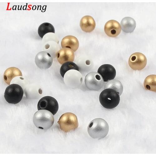 DIY 50-500pcs 6 8 10 12mm Black White Natural Wooden Beads Round Ball Loose Wood Spacer Beads For Jewelry Making Accessories