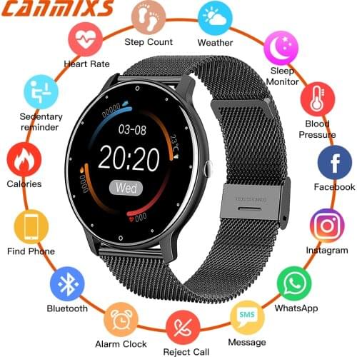 CanMixs Smart Watch Men ZL02 Full Touch Women Smartwatch Sports Pedometer Real-time Weather IP67 Bluetooth For IOS Android