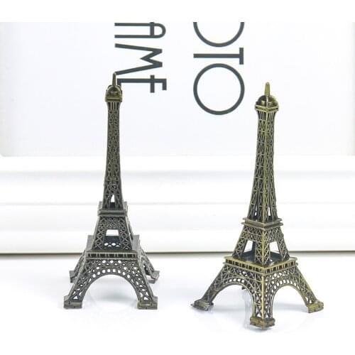 10CM Antiques Bronze Paris Tower Figurine Statue Metal Crafts Souvenir Miniatures Home Decoration Accessories Gifts Dropshipping