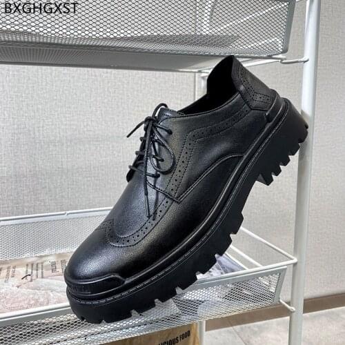 Black Oxford Shoes for Men 2021 Elegant Casual Business Shoes Men Leather Shoes Men Classic Italian Platform Chaussure De Homme