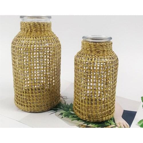 Straw Gl Flower Vase Japanese Flower Pot in the Nordic Contracted Creative Flower Basket to Water Plants