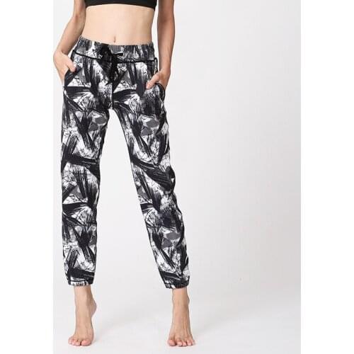 Spring women sweatpants printing elastic loose spoort pant running jogging training workout casual gym pant trouser sportswear