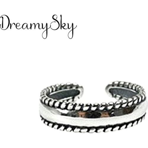 Vintage Silver Color Smooth Rings for Women Wedding Adjustable Antique Statement Rings Anillos