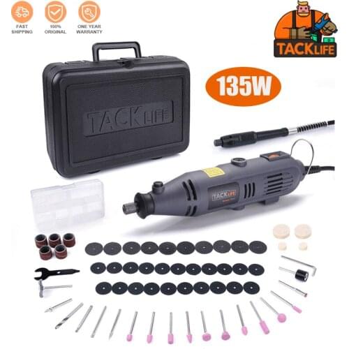 TACKLIFE Rotary Tool With Flex Shaft, 135W Power Variable Speed And 60 Accessories For Crafting Projects - RTD34AC