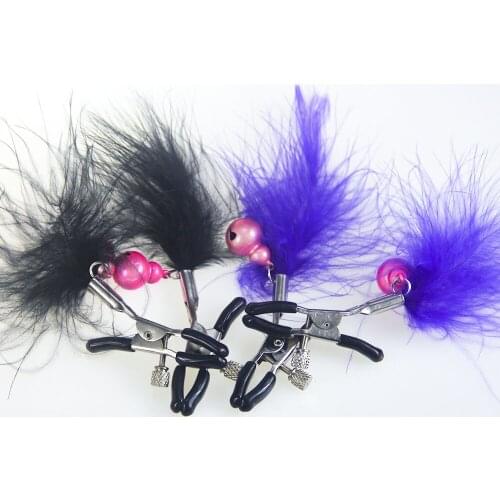 Feather nipple clamps gourd bell breast Clips Steel Breast Sex toys cucurbit female Shaking Stimulate papilla clip Sexy Women