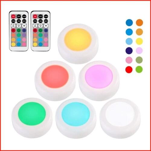 1 Remote 6 Lamp RGB cabinet light powered Touch Sensor closet lamps led lights for bedroom Living room kitchen lighting decor