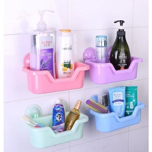 1PC Bathroom Kitchen Drain Suction Storage Rack Multifunctional Storage Basket Wholesale Cosmetics Wall Shelf OK 0384