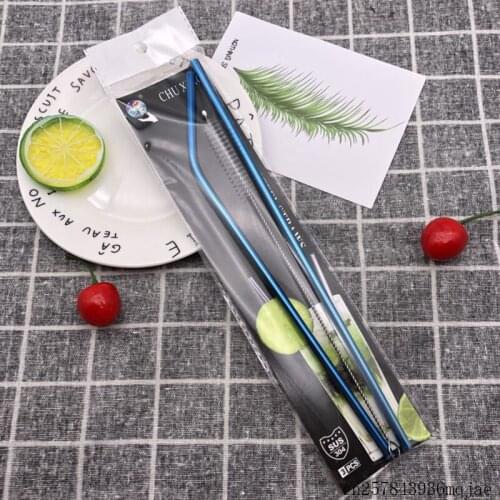 100Sets Reusable Straight Bent Straws Stainless Steel Drinking Straws With Cleaning Cleaner Brush for Tumbler