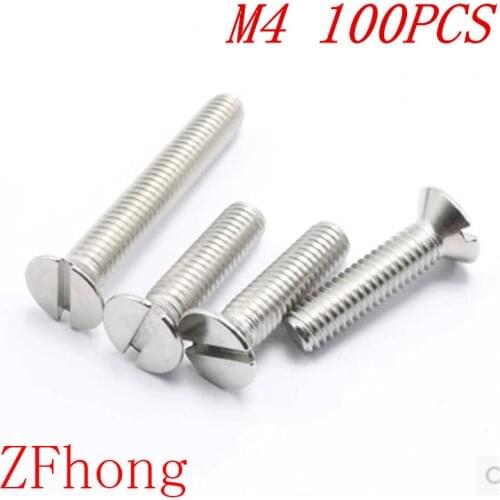 100pcs m4*5/6/8/10/12/14/16/18/20/22/25/30/35/40 Stainless steel slotted flat countersunk head machine screw